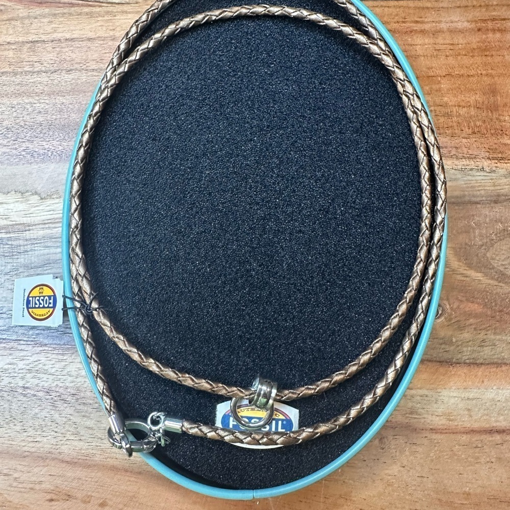 Fossil Tan Braided Necklace - Unisex
